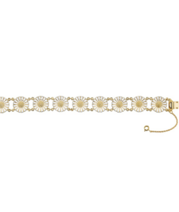 Marguerit armbånd 9x18mm  24kt forgyldt hvid emalje