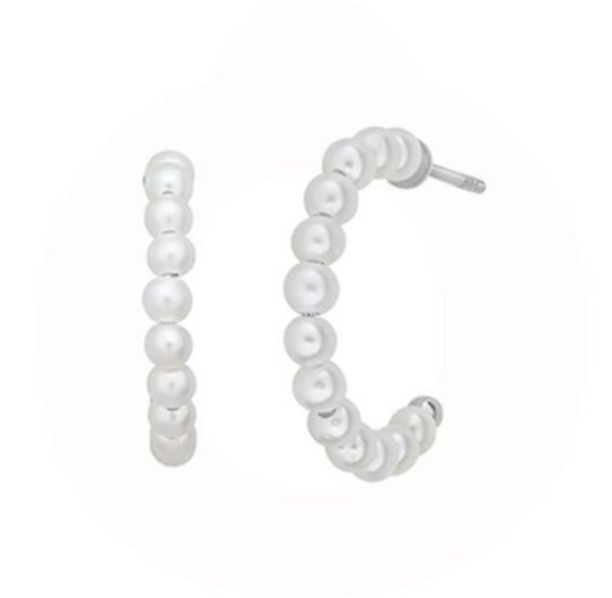 byBiehl Small pearl hoops 16mm i sølv og med ferskvandsperler
