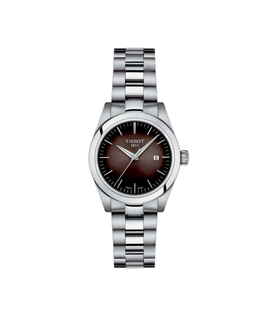 TISSOT T-MY LADY –  Quartz ur med en vandtæthed på 10 ATM/ 100 meter. Uret har safirglas, en urkasse i rustfrit stål, sort urskive og stål lænke. Derudover har uret dato anvisning og måler 29,3mm i diameter.