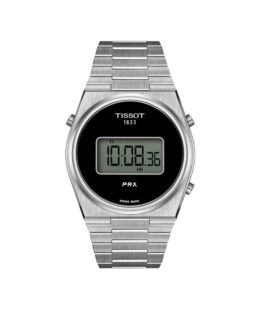 Tissot PRX DIGITAL - T137.463.11.050.00. Digital ur med en vandtæthed på 10 ATM/ 100 meter. Uret har safirglas, en urkasse og lænke i rustfrit stål, og sort urskive. Uret måler 40mm i diameter.