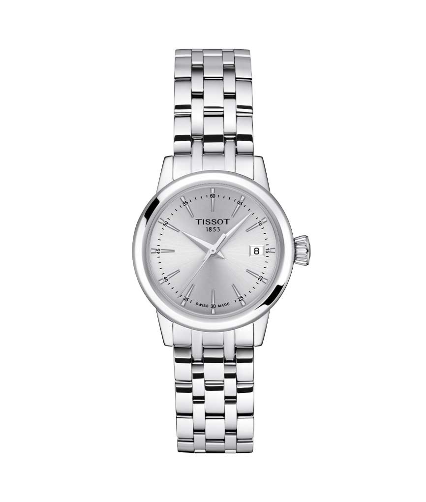Tissot Classic Dream 28mm – T129.210.11.031.00 Quartz ur og vandbeskyttet til 5 ATM. Uret har safirglas, en urkasse i rustfrit stål, sølv farvet urskive. Derudover har uret dato anvisning og måler 28mm i diameter.