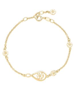 Lund Copenhagen marguerit armbånd i 24kt. forgyldt med hvid emalje. Længde: 17-18-19 cm. 5x5mm Marguerit med infinity.